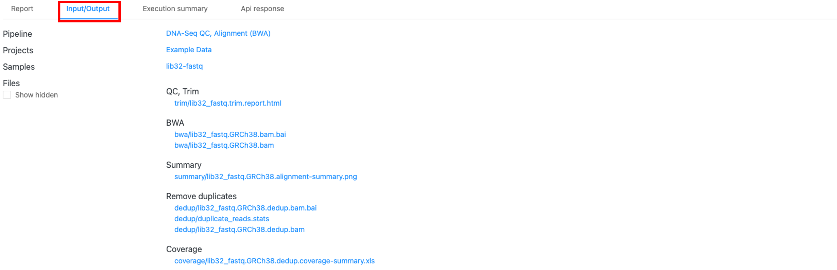 図７.「Input/output」ページ。